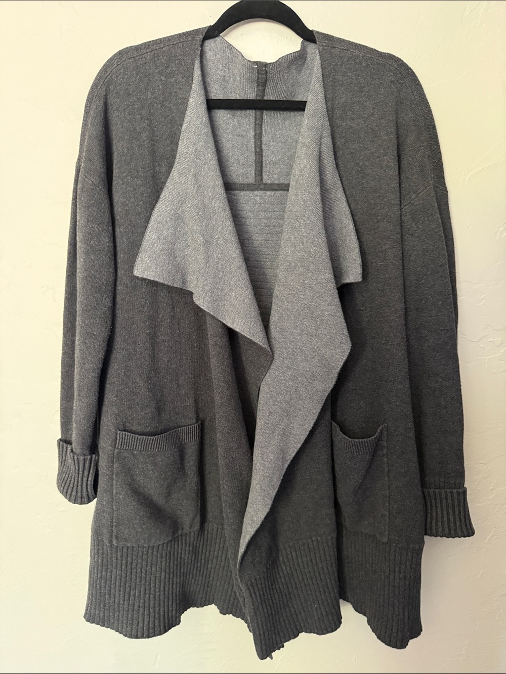 lululemon athletica reversible Charcoal Gray Open-Front Waterfall Cardigan